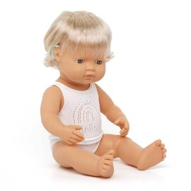 Evropská panenka s kochleárním implantátem 38cm Miniland Doll